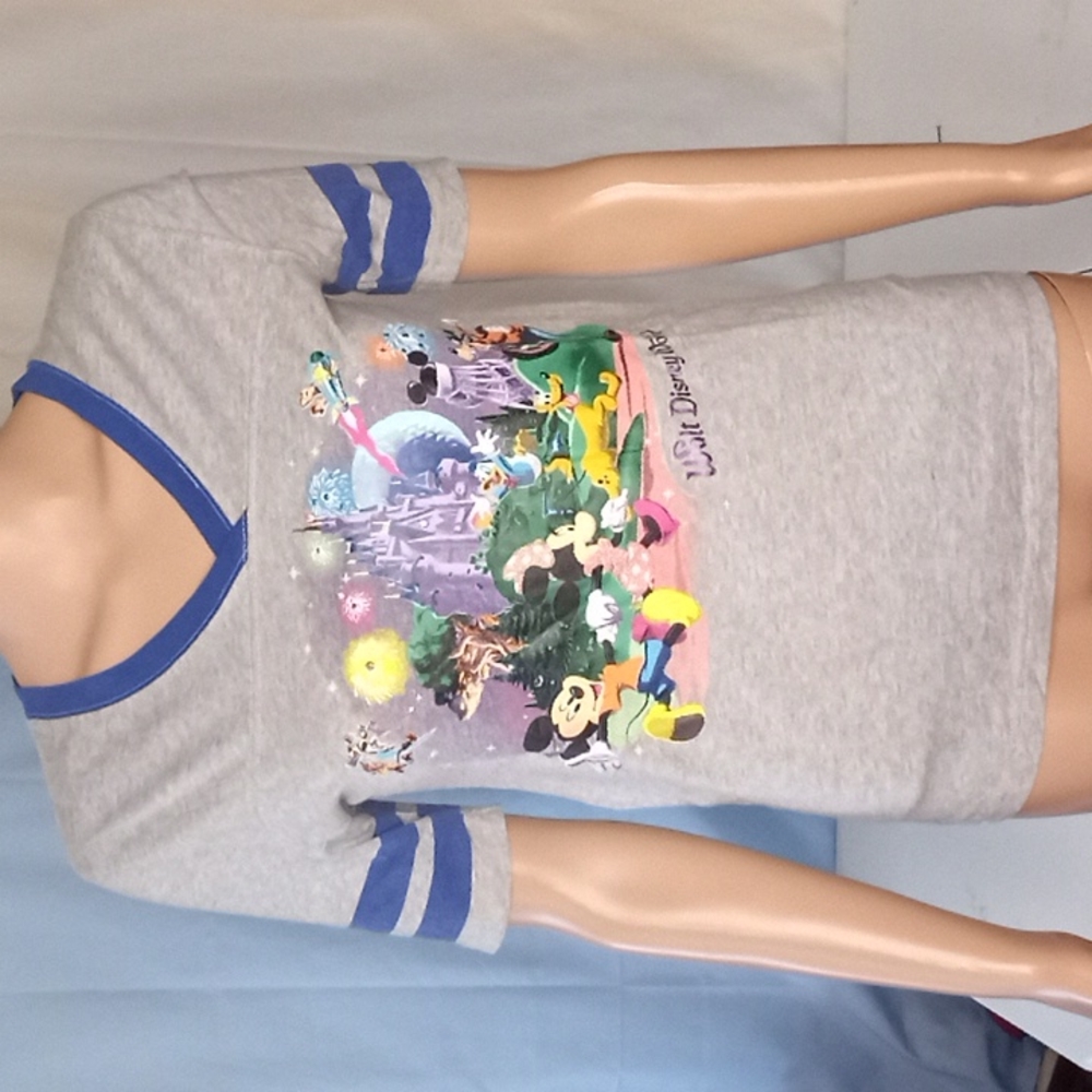 Walt Disney World Gray/Blue T-Shirt Size (XS) Women's